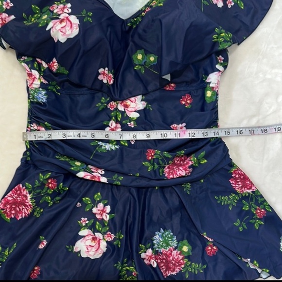 NWT COCOPEAR Women’s One Piece Flounce Swimsuit Off Shoulder Tummy cControl - Picture 10 of 16